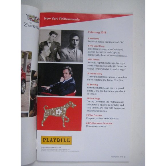 New York Philharmonic Stagebill February 2018 Barber Bernstein Lincoln Center - Picture 2 of 9